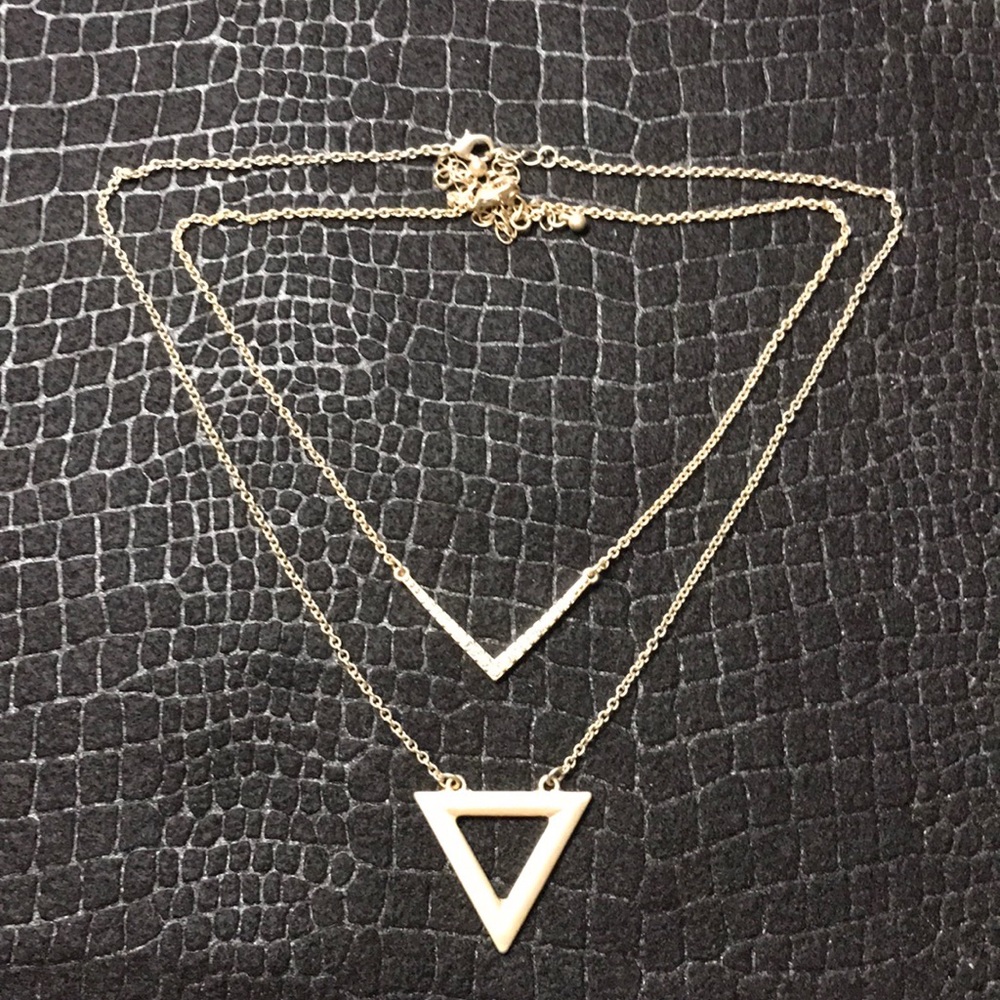 Gold Triangle/Chevron Necklace Duo - Picture 3 of 4